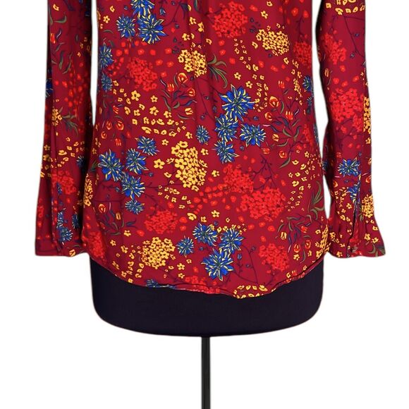 Maeve Anthropologie Women's Shirt Button Up Floral Pleated Colorful Spring Top M - Picture 9 of 9